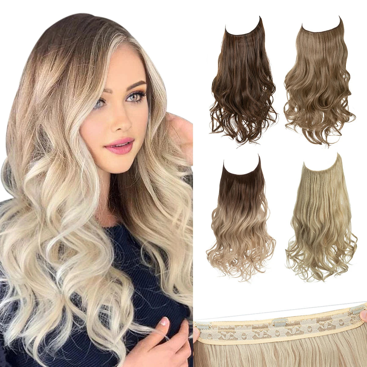 Natural Look Invisible Wire Clip Hair Extensions