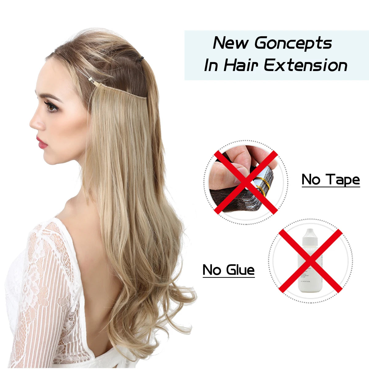 Natural Look Invisible Wire Clip Hair Extensions